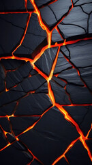 Fiery lava cracks against the background of black stone texture, phone wallpaper hd, mobile screen images