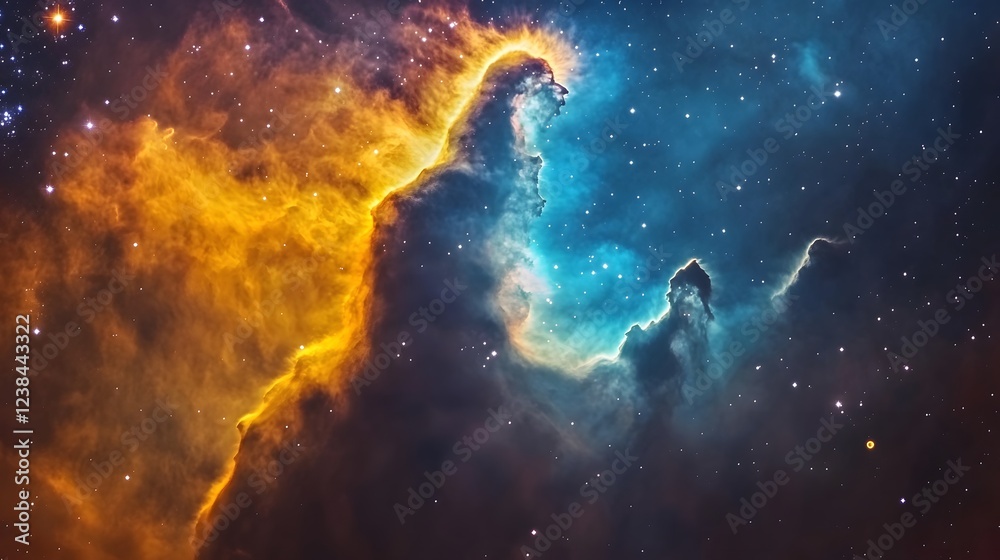Aufkleber captivating digital art of a dynamic fiery galactic nebula with swirling glowing cosmic energies in 