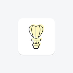 Hot Air Balloon color shadow thinline icon, vector, pixel perfect, illustrator file