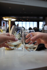 Colorful cocktail on the table at a restaurant in downtown Columbus, Ohio.