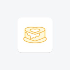 Heart Cake duotone line icon, vector, pixel perfect, illustrator file