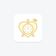 Heart Clock duotone line icon, vector, pixel perfect, illustrator file