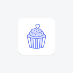 Cupcake duotone line icon, vector, pixel perfect, illustrator file