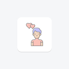 Boy In Love lineal color icon, vector, pixel perfect, illustrator file