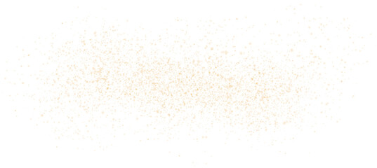 Golden sparks of dust and golden stars shine with special light. Christmas light effect. Golden sparkling particles of magic dust. PNG.