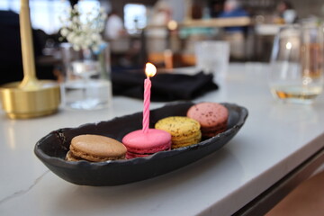 Macaroons at an upscale local restaurant in downtown Columbus, Ohio.