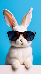 Funny white rabbit wearing black sunglasses, phone wallpaper hd, mobile screen images