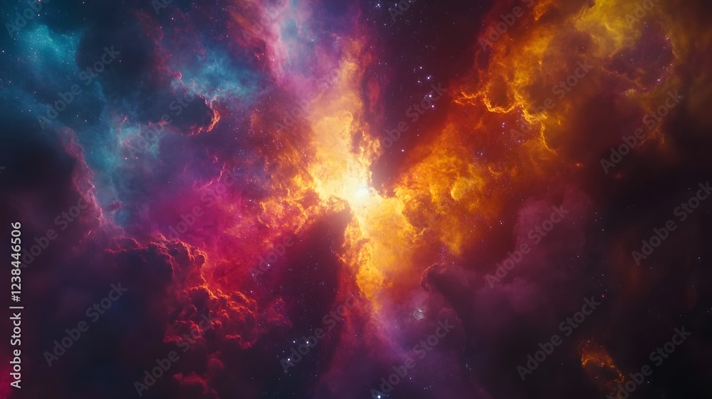 Aufkleber cosmic explosion a fiery celestial phenomenon in the depths of space showcasing the dramatic intense