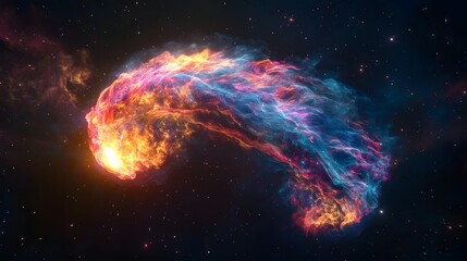 Obraz premium Cosmic Inferno A captivating depiction of a vibrant fiery explosion of celestial energy and luminous light amidst the depths of the mysterious and universe This dynamic surreal