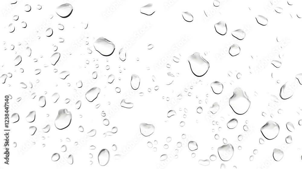 Poster Closeup view of shimmering water droplets forming abstract patterns on a smooth glass surface creating a clean refreshing and tranquil background
