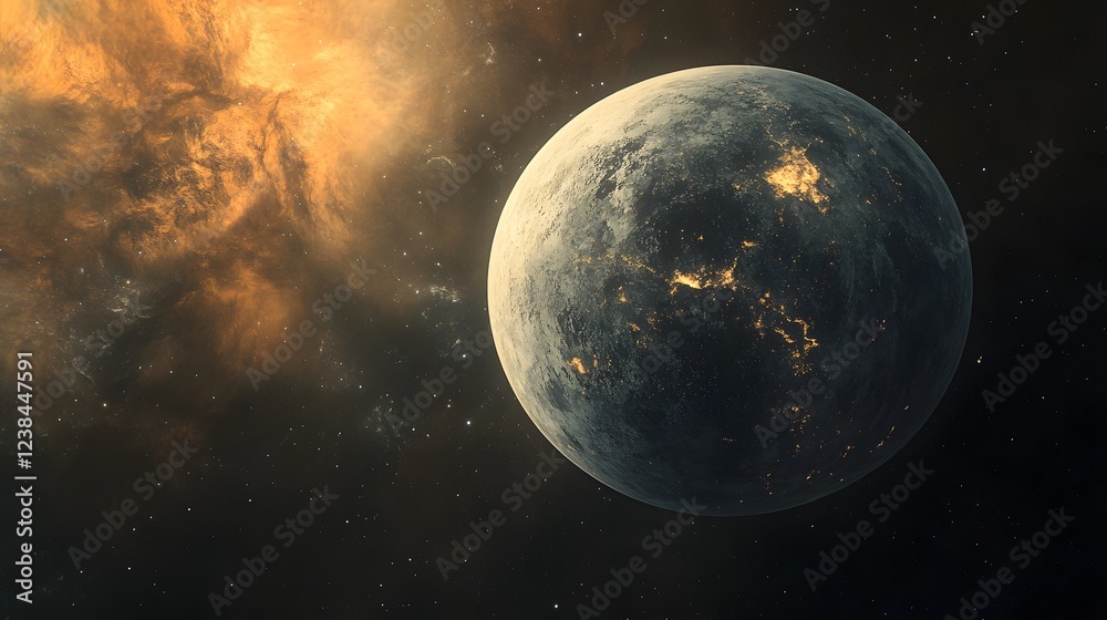 Leinwandbilder dramatic and explosive cosmic scenery with planet earth and moon engulfed in fiery celestial display