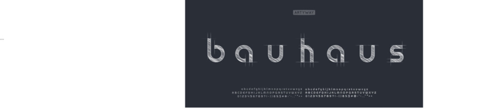 Architectural drawing font, technical draw style alphabet. Bauhaus typography. Wireframe letters, typographic design with draft strokes for architecture logo and headline. Isolated vector typeset