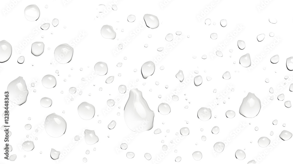 Poster Glistening Water Droplets on Transparent Surface Creating an Abstract Background with Delicate Patterns Textures and Reflections