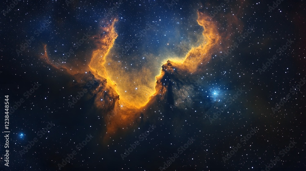 Poster dramatic and powerful cosmic explosion within vast and mysterious galactic nebula showcasing the cap