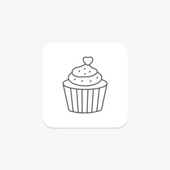 Cupcake thinline icon, vector, pixel perfect, illustrator file