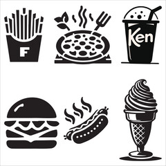 fast food set silhouette icon