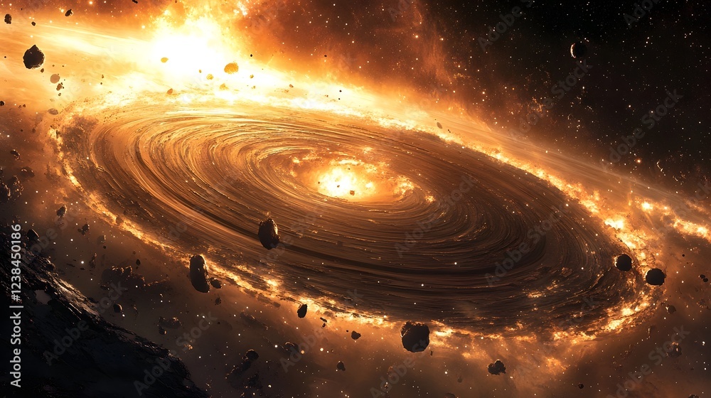 Aufkleber dramatic cosmic explosion shattering the fabric of the vast interstellar universe with swirling gala