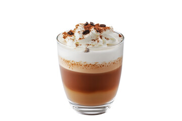 Cappuccino with latte art isolated on transparent background.