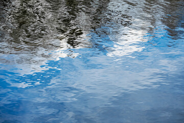 Flowing water of a small river as a background.