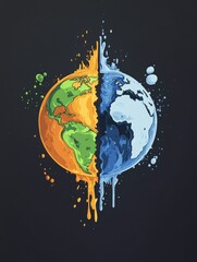 Global carbon budget flat design side view finance theme water color Split-complementary color scheme
