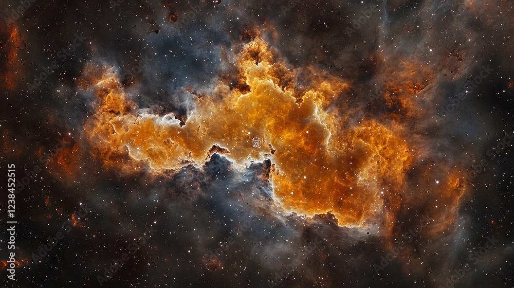 Aufkleber Fiery Cosmic Explosion in Vibrant Nebula   Abstract Astronomy Space Art  Stunning digital of a powerful stellar event within a colorful dynamic nebula in deep space