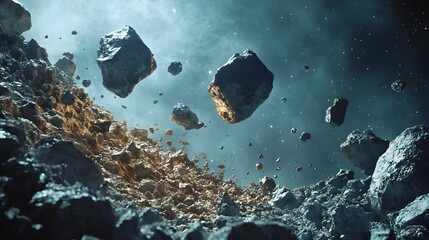 Floating Cosmic Debris Hurtling Through the Vastness of Space Filled with Planets Asteroids and Mysterious Celestial Objects