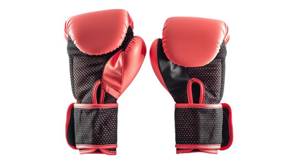Pair of red boxing gloves isolated on transparent background
