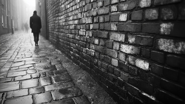 "Silhouettes image of people with brick wall texture 