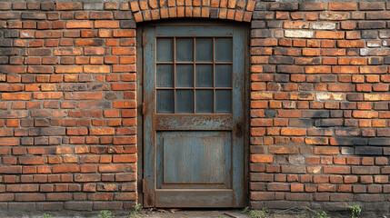 brick wall and the iron closed door