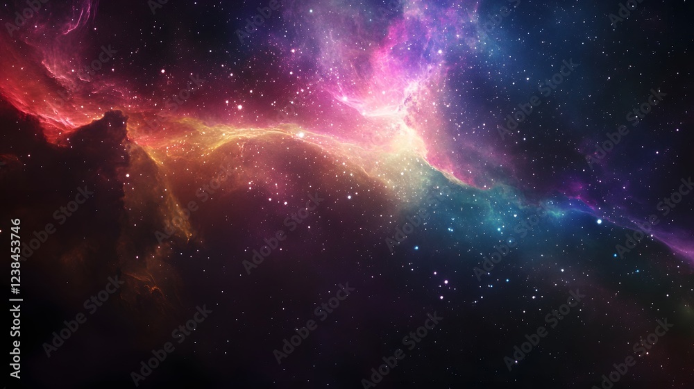 Leinwandbilder Mesmerizing and image of a dramatic cosmic explosion within a vast ethereal interstellar landscape filled with glowing stardust nebulae and celestial bodies