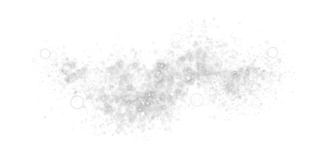 White sparks of dust and white stars shine with special light. Christmas light effect. White sparkling particles of magic dust. PNG.