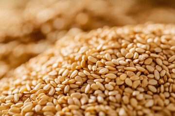 Obraz premium Sesame seeds, closeup, healthy food, background