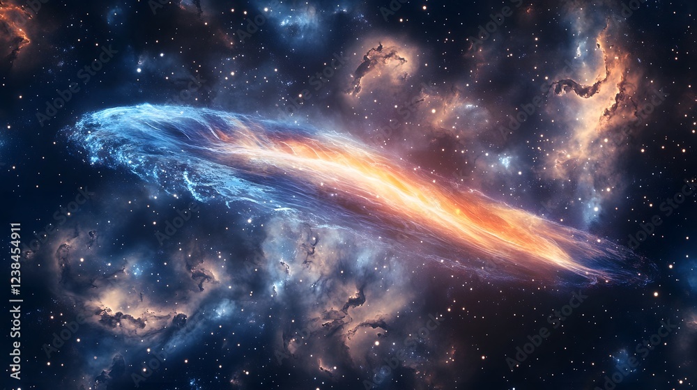 Poster mesmerizing cosmic landscape showcasing the captivating swirls of a nebula with glimmering stars sca