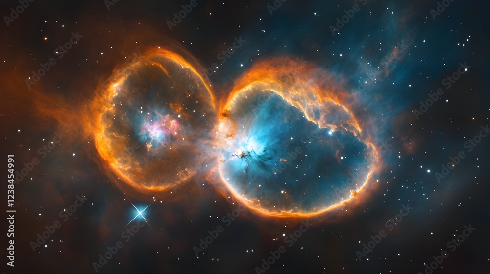 Poster Mesmerizing cosmic explosion of a vibrant colorful and ethereal nebula swirling within the depths of a distant mysterious galaxy in the vastness of the universe