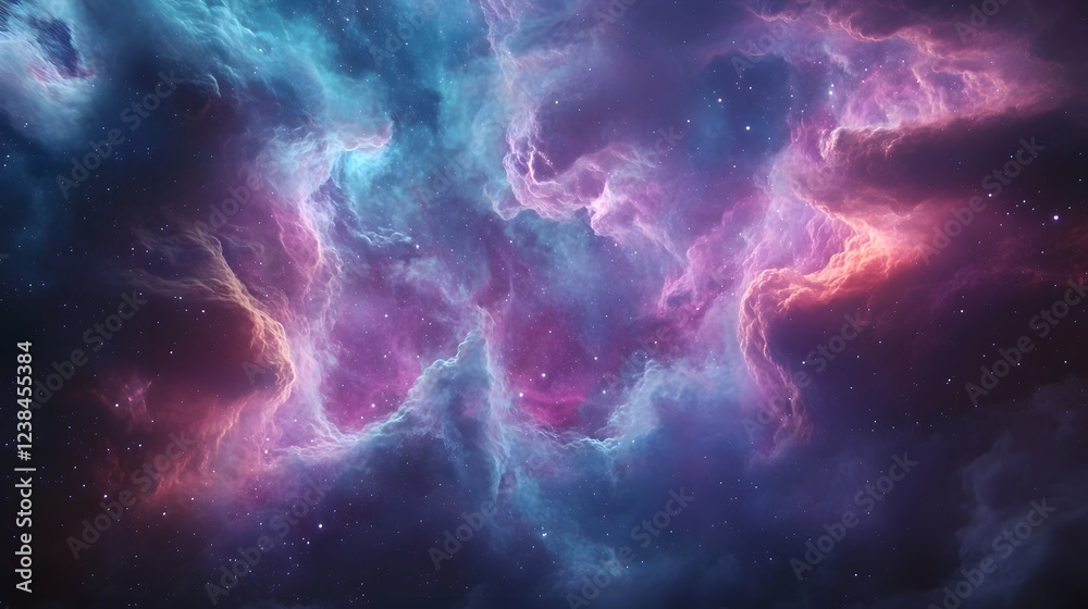 Poster Mesmerizing Cosmic Swirl of Vibrant Interstellar Plasma and Celestial Energies in Space  Captivating abstract digital art depicting a dynamic