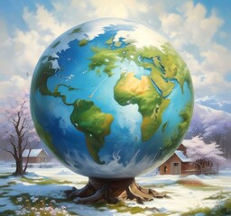 Fototapeta premium Illustration of globe earth.