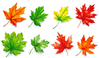 Colorful Autumn Leaves Array in Various Shades and Textures