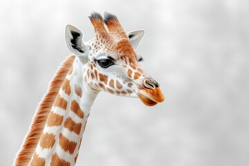 Obraz premium Giraffe walking side view, isolated on white background with clipping path, full-body animal photo.