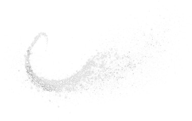 White sparks of dust and white stars shine with special light. Christmas light effect. White sparkling particles of magic dust. PNG.