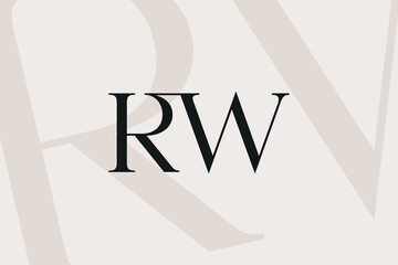 Fototapeta premium RW or WR letter logo icon design. Classic style luxury initials monogram.