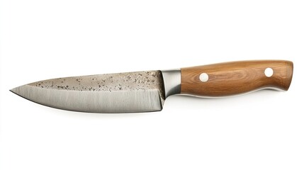Stainless Steel Knife with Wooden Handle for Culinary Use and Cooking