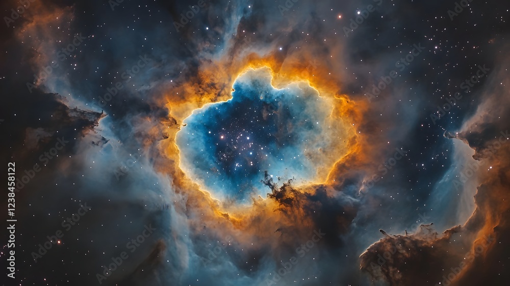 Poster spectacular cosmic explosion in a distant nebula illuminating the enigmatic depths of the universal 