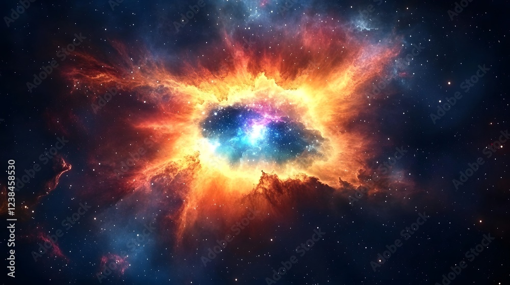 Fototapete stunning digital artwork depicting a powerful cosmic explosion with vibrant colors and energy bursti