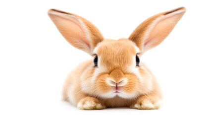 bunny rabbit lying on white background