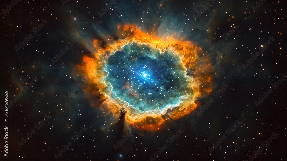 Poster vibrant and fiery cosmic explosion in a glowing nebula of the vast universe stunning celestial lands
