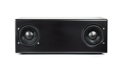 Obraz premium Black Audio Speaker with Dual Drivers on a White Background