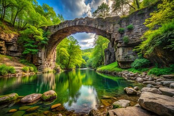 Fototapeta premium Blanchard Springs Cavern: Majestic Natural Rock Bridge, Ozark Mountains, Arkansas