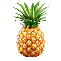 Fototapeta premium Fresh Tropical Pineapple with Green Leaves on Isolated Background