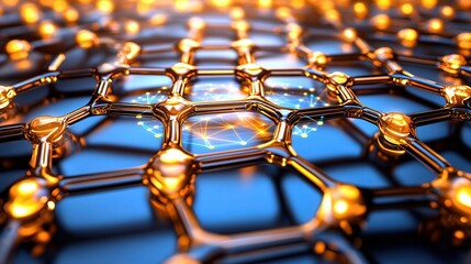 Digital transformation drives business with IoT solutions. Futuristic network of glowing nodes and connections on a blue background.