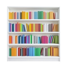 Colorful Bookshelf Display With Neatly Arranged Books And Spines